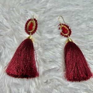 Elegant Red Tassel Earrings